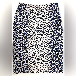 Worthington Cobalt, Black, & White Leopard Pencil Skirt